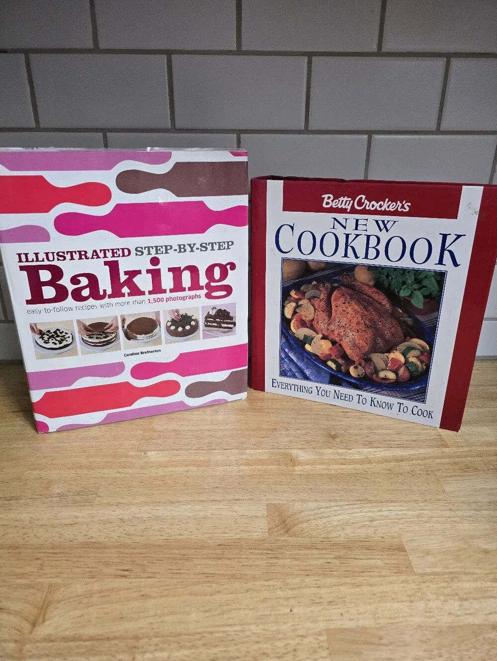 Betty Crocker Cookbooks with Pink and Red Accents
